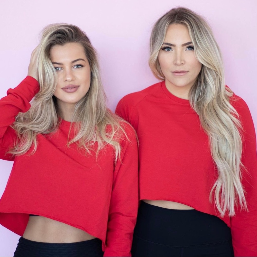 Bootyqueen Apparel as seen on Shark Tank. Red crop pullover. Size small